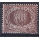 1877 Cent 30 Bruno Stemma Sassone n. 6 Certificato Giordani Nuovo con Gomma Originale Linguellato